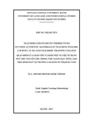 Sử Dụng Ngữ Liệu Gốc Trong Dạy Tiếng Anh: Quan Điểm GV-SV