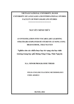 Chiến lược học từ vựng của học sinh THPT Sông Công