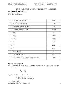 Đồ Án Thiết Kế Máy: Chọn Động Cơ & Tỉ Số Truyền