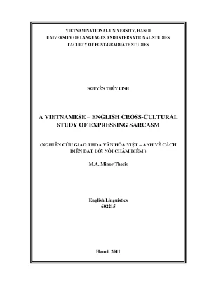 Nghiên Cứu So Sánh Văn Hóa Việt-Anh Về Lời Nói Châm Biếm