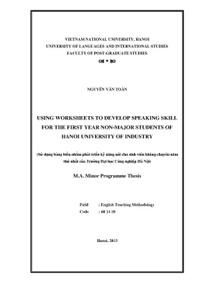 Phát triển kỹ năng nói bằng worksheets