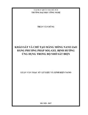 Màng mỏng Nano ZnO: Chế tạo & Ứng dụng bộ nhớ sắt điện