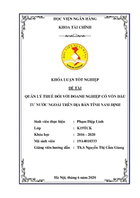 Quản lý thuế doanh nghiệp FDI tại Nam Định - Khóa luận
