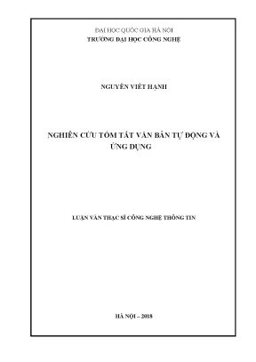 Tóm Tắt Văn Bản Tự Động: Luận Văn Thạc Sĩ