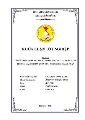 Quản trị rủi ro cho vay tại MB Thanh Xuân