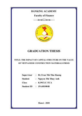 Khóa luận tốt nghiệp tài chính the impact of capital structure on the value of vietnamese construction materials firms