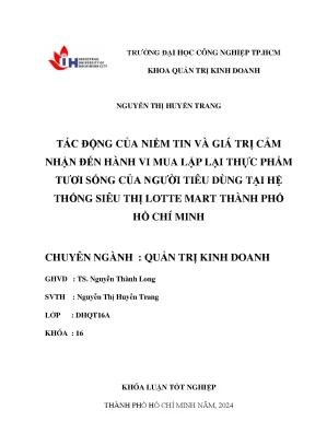 Mua lại thực phẩm tươi sống: Niềm tin & Giá trị?