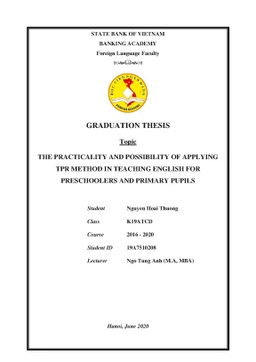 Khóa luận ứng dụng phương pháp TPR dạy tiếng Anh cho trẻ
