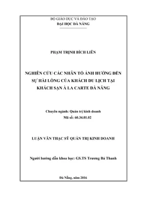 Nhân tố ảnh hưởng đến sự hài lòng của khách du lịch tại