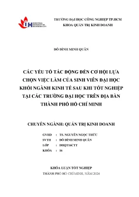Cơ hội việc làm ngành kinh tế: Nghiên cứu tại TP.HCM