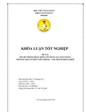 Khóa luận Rủi ro tín dụng tại Ngân hàng TPBank Hoàn Kiếm