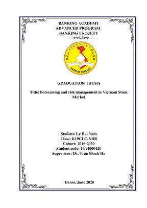 Khóa luận tốt nghiệp ngân hàng forecasting and risk management in vietnam stosk market