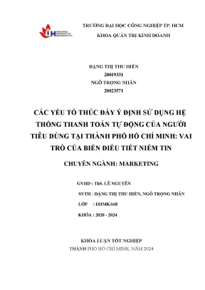 Ý định dùng thanh toán tự động: Nghiên cứu tại TP.HCM