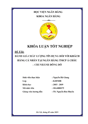 Đánh giá chất lượng tín dụng khách hàng cá nhân ACB