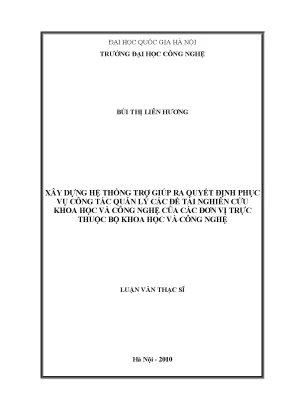 HT Trợ Giúp QL Đề Tài KH&CN: Tối Ưu Ra Quyết Định