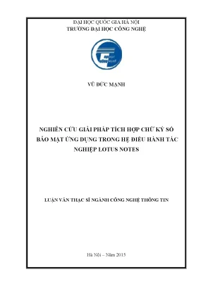 Chữ ký số bảo mật cho Lotus Notes: Giải pháp luận văn