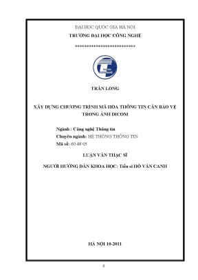 Mã hóa bảo mật ảnh DICOM: Luận văn thạc sĩ