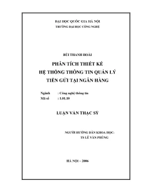 Luận văn ThS: Quản lý tiền gửi ngân hàng