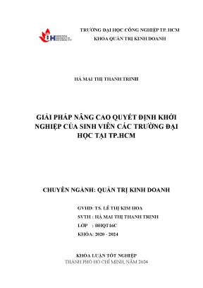 Khởi nghiệp sinh viên TP.HCM: Giải pháp & Quyết định