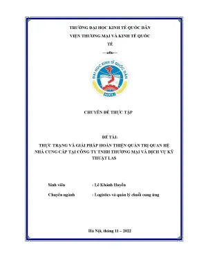 Thực trạng và giải pháp hoàn thiện quản trị quan hệ nhà cung cấp tại công ty tnhh thương mại và dịch vụ kỹ thuật las