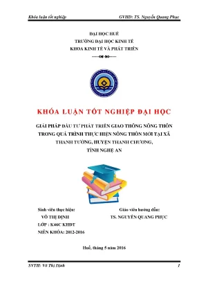 Khóa luận: Giải pháp phát triển giao thông Nông thôn mới