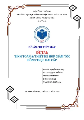 Đề tài tính toán thiết kế hộp giảm tốc