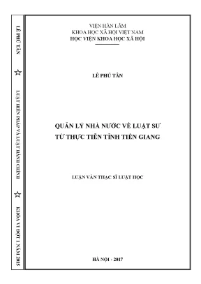 Luận văn thạc sĩ: Quản lý nhà nước về luật sư (Full)