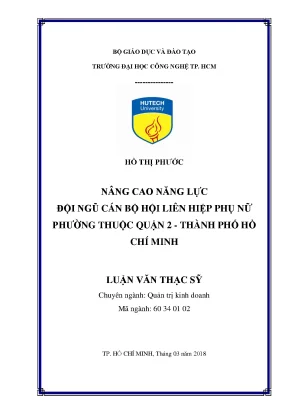 Luận văn: Nâng cao năng lực cán bộ Hội Phụ nữ Quận 2