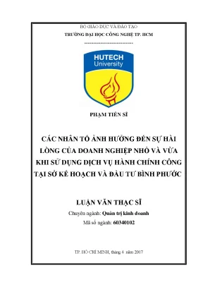 Luận văn: Hài lòng của DNNVV với dịch vụ công Bình Phước