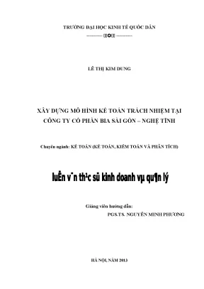 Mô hình kế toán trách nhiệm tại Bia Sài Gòn - Nghệ Tĩnh