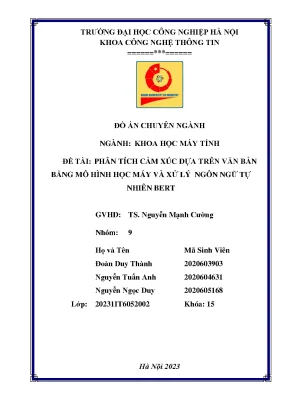 Phân tích cảm xúc văn bản bằng mô hình BERT và NLP
