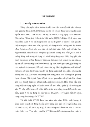 Kiểm toán hoạt động mua sắm tài sản tại Ban quản lý dự án