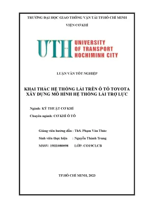 Hệ thống lái trợ lực Toyota: Cấu tạo và Mô hình hóa