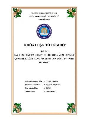 Xây dựng các ca kiểm thử cho phần mềm quản lý quan hệ khách hàng ninacrm của công ty tnhh ninasoft