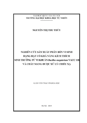Sản xuất phân bón vi sinh dạng hạt từ Bacillus megaterium