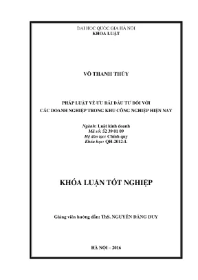 Pháp luật về ưu đãi đầu tư trong khu công nghiệp