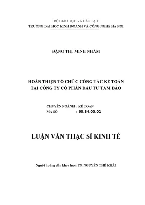 Giải pháp hoàn thiện tổ chức công tác kế toán doanh nghiệp
