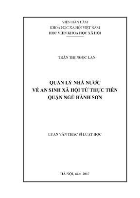 Luận văn Quản lý nhà nước về an sinh xã hội tại Ngũ Hành Sơn