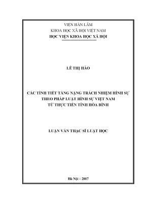 Tình tiết tăng nặng trách nhiệm hình sự theo Luật hình sự VN
