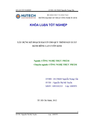 Kế hoạch haccp bánh bông lan cuộn kem