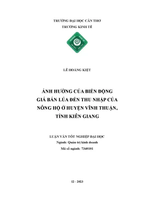 Giá lúa biến động: Ảnh hưởng thu nhập nông hộ Vĩnh Thuận