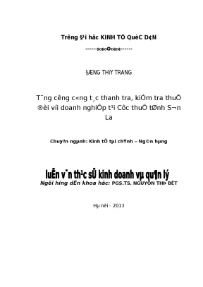 Thanh tra thuế DN tại Sơn La: Thực trạng và Giải pháp