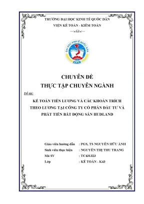 Chuyên đề Kế toán tiền lương và các khoản trích theo lương