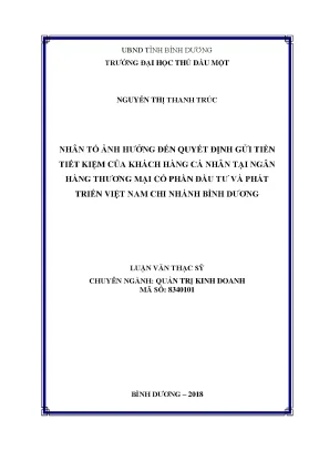 Nhân tố ảnh hưởng quyết định gửi tiền tiết kiệm tại BIDV