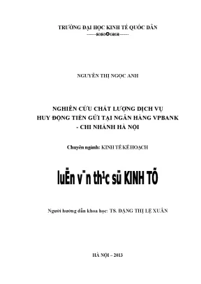 Chất lượng dịch vụ huy động tiền gửi tại VPBank Hà Nội