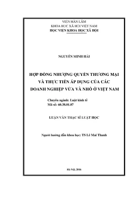 Luận văn Hợp đồng nhượng quyền thương mại cho SMEs