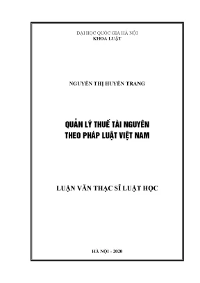 Quản lý thuế tài nguyên theo Pháp luật Việt Nam hiện hành