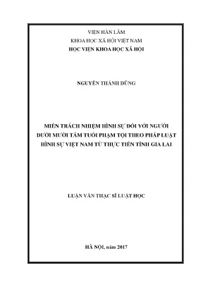 Miễn TNHS người dưới 18 tuổi phạm tội (Luận văn)