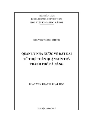 Quản lý nhà nước về đất đai tại quận Sơn Trà, Đà Nẵng
