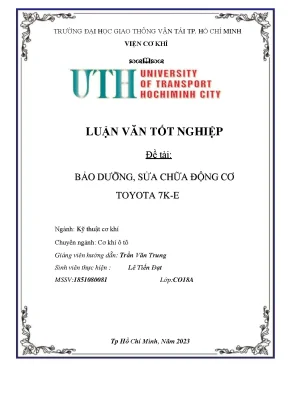 Hướng dẫn bảo dưỡng, sửa chữa động cơ Toyota 7K-E (A-Z)
